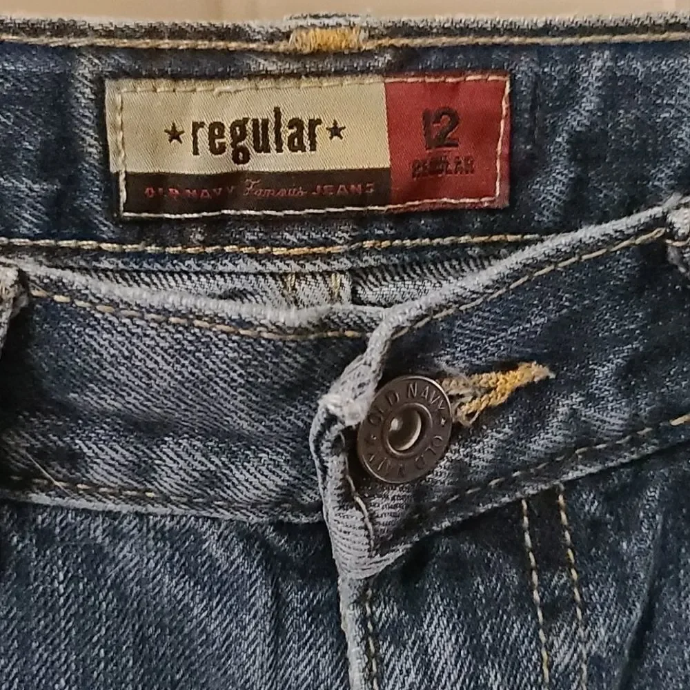 Old Navy Boys 12 Straight Leg Jeans Adjustable Waist Medium Wash Denim Everyday